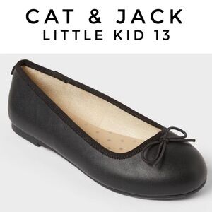 ✅ 5 for $25 - Black Ballet Flats W/ Bows, Cat & Jack Little Kid Size 13